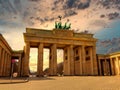 The famous Brandenburg Gate Brandenburger Tor at sunset in Berlin, Germany