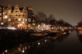 Famous bridge in amsterdam. romantic night landscape. a bit of haze and fog makes the magic channel