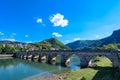 Famous bridge on the Drina in Visegrad, Bosnia and Herzegovina. Mehmed Pasa Sokolovic Bridge on Drina River