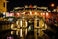 Famous bridge in the historic center of Hoian. Japanese bridge with lanterns at night. Hoi An, Vietnam - 28/01/2020 Royalty Free Stock Photo