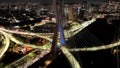 Famous Bridge At Night City In Sao Paulo Brazil. Royalty Free Stock Photo