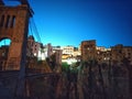 Famous bridge and old city at night under moonlight in Constantine, Algeria