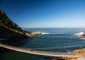 Famous bridge over Storms River Mouth at the Indian Ocean Royalty Free Stock Photo