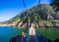 Famous bridge over Storms River Mouth at the Indian Ocean Royalty Free Stock Photo