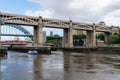 Famous bridges linking Newcastle and Gateshead over the river Tyne Royalty Free Stock Photo