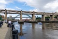 Famous bridges linking Newcastle and Gateshead over the river Tyne Royalty Free Stock Photo
