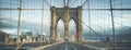 On the famous Brooklyn Bridge in the morning Royalty Free Stock Photo