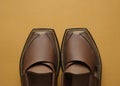 Famous brown pair of sandal of Charsadda Pakistan