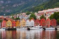Famous Bryggen street in Bergen - Norway Royalty Free Stock Photo