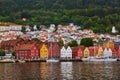 Famous Bryggen street in Bergen - Norway Royalty Free Stock Photo