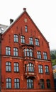 Famous Bryggen street with wooden colored houses in Bergen, Norway, UNESCO world heritage cite Royalty Free Stock Photo