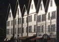 Famous Bryggen street with wooden colored houses in Bergen, Norway, UNESCO world heritage site Royalty Free Stock Photo