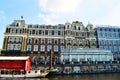 Famous building on Amstel river, Netherlands, Europe