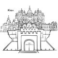 Famous buildings of Kiev vector sketch