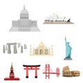 Famous buildings and monuments of different countries and cities. Royalty Free Stock Photo