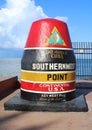 Famous Buoy sign marking the southernmost point in Continental United States in Key West, Florida Royalty Free Stock Photo