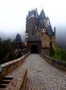 Burg Eltz germany, front view on a foggy day in autumn Royalty Free Stock Photo