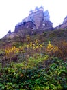 Burg Eltz, unusual view from at the foot of the castle Royalty Free Stock Photo