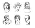Famous Busts | Antique Art Illustrations Royalty Free Stock Photo