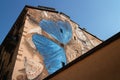 Famous butterflies murales in aurora neighborhood, turin Italy