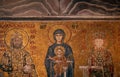 Famous Byzantine mosaic of Virgin Mary and Jesus Christ as a child from 13th century in the interior of Hagia Sophia Mosque