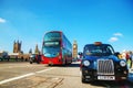 Famous cab on a street in London