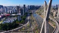 Famous Cable Bridge At Downtown Sao Paulo Brazil. Royalty Free Stock Photo