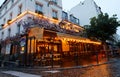 The famous Cafe Le Vrai Paris . It is located in the Montmartre, Paris, France.