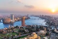 Famous Cairo downtown panorama, sunset view, Egypt Royalty Free Stock Photo