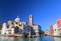 Famous Canal Grande and Church of Chiesa di San Geremia in Venice, Italy