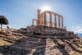 Cape Sounion with ruins of an ancient Greek temple of Poseidon in Attica, Greece Royalty Free Stock Photo