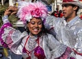 Famous Carnival of Nice, Flowers` battle. A pair of dancers