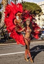 Famous Carnival of Nice, Flowers` battle. Samba dancers