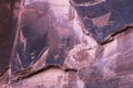 Famous carved anasazi petroglyphs in the Monument Valley Navajo Tribal Park, Arizona