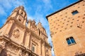 Famous Casa de las Conchas with La Clerecia Church in Salamanca, Castilla y Leon, Spain