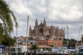 The famous cathedral of Palma on mallorca, spain with a cloudy sky