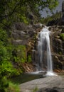 The famous `Cela Cavalos` waterfall in Geres National Park, Minho. Royalty Free Stock Photo