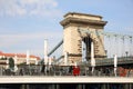 The famous Chain Bridge across the Danube river. Budapest, Hungary Royalty Free Stock Photo