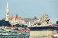 The famous Chain Bridge across the Danube river. Budapest, Hungary Royalty Free Stock Photo