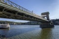 The famous Chain bridge in Budapest on a sunny afternoon