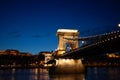 Famous Chain bridge over the Danube river in Budapest. Hungarian landmarks Royalty Free Stock Photo