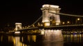 The famous chain bridge SzÃÂ©chenyi LÃÂ¡nchÃÂ­d in Budapest at night Royalty Free Stock Photo