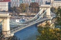 Famous Chain Bridge view from above in Budapest