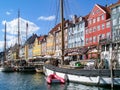 Famous channel Nyhavn in Copenhagen, Denmark, with boats in the daytime, may 18, 2008 Royalty Free Stock Photo