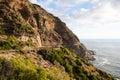 Famous Chapman`s peak drive road at sunset time Royalty Free Stock Photo