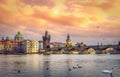 Famous Charles Bridge and tower, Prague, Czech Republic Royalty Free Stock Photo