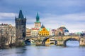 Famous Charles Bridge and tower, Prague, Czech Republic