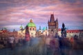 Famous Charles Bridge and tower, Prague, Czech Republic Royalty Free Stock Photo