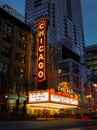 Famous Chicago theater at night