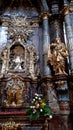 Ornate Altar in Church of Our Lady Victorious and The Infant Jesus of Prague church in Prague